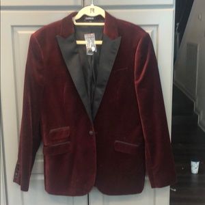 NWT express slim fit red velvet blazer satin lapel